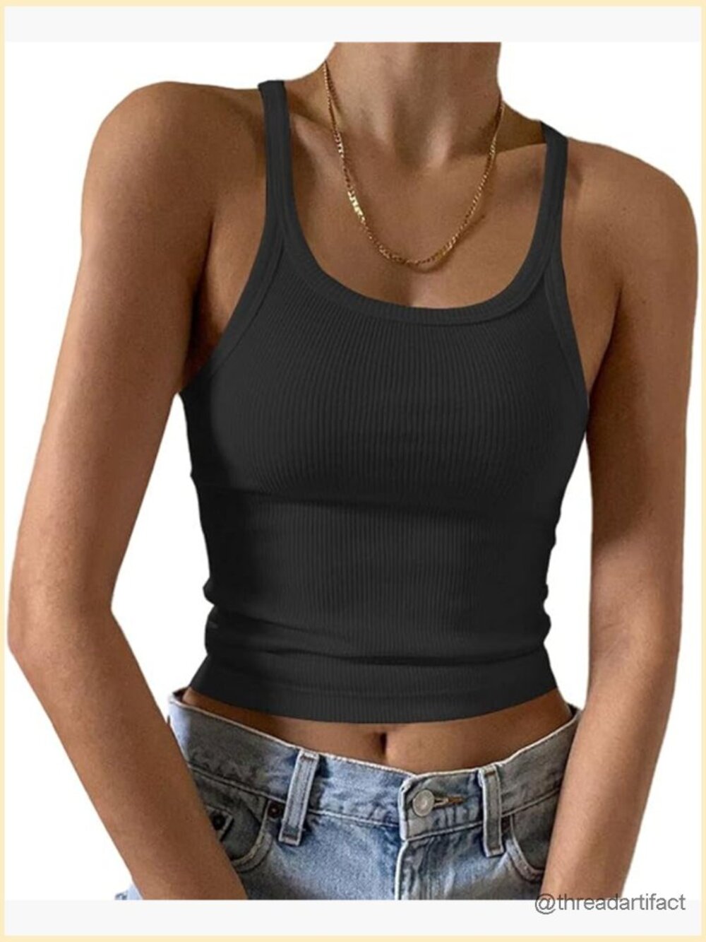 Sleeveless Ribbed Knit Tank Top Scoop Neck Cami Shirt